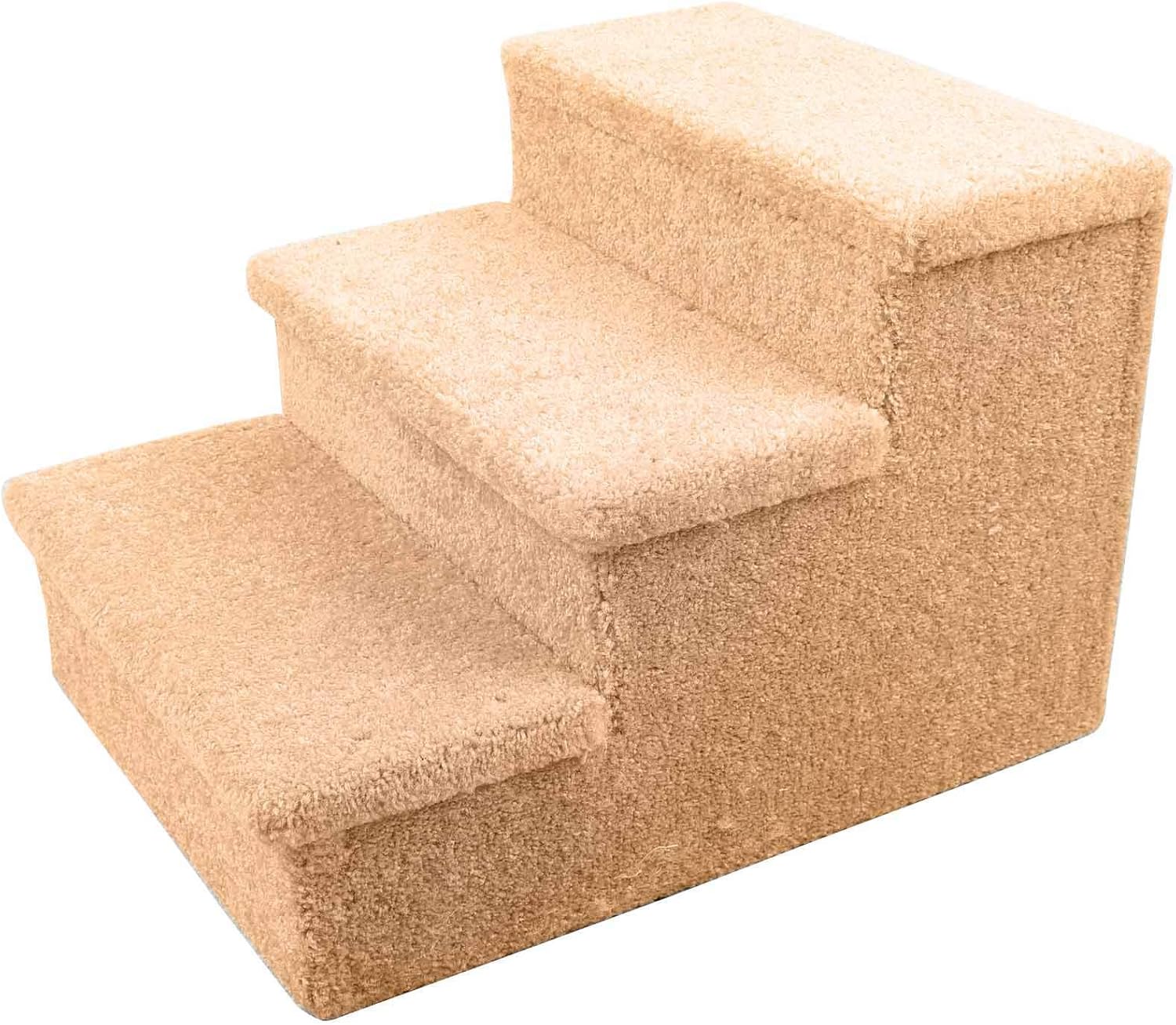 Penn-Plax 3 Step Carpeted Pet Stairs for Both Cats and Dogs Holds Up to 150 LBS 12.75 Inches High, Beige : Pet Supplies