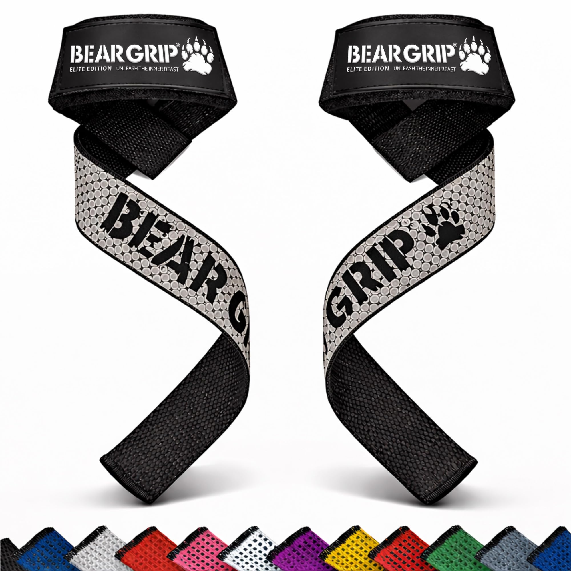 BEAR GRIP Straps - Premium Neoprene padded Heavy Duty double stitched weight lifting gym straps, Gel grip, 100% cotton, Extra long length (Digital Camo) — image 1