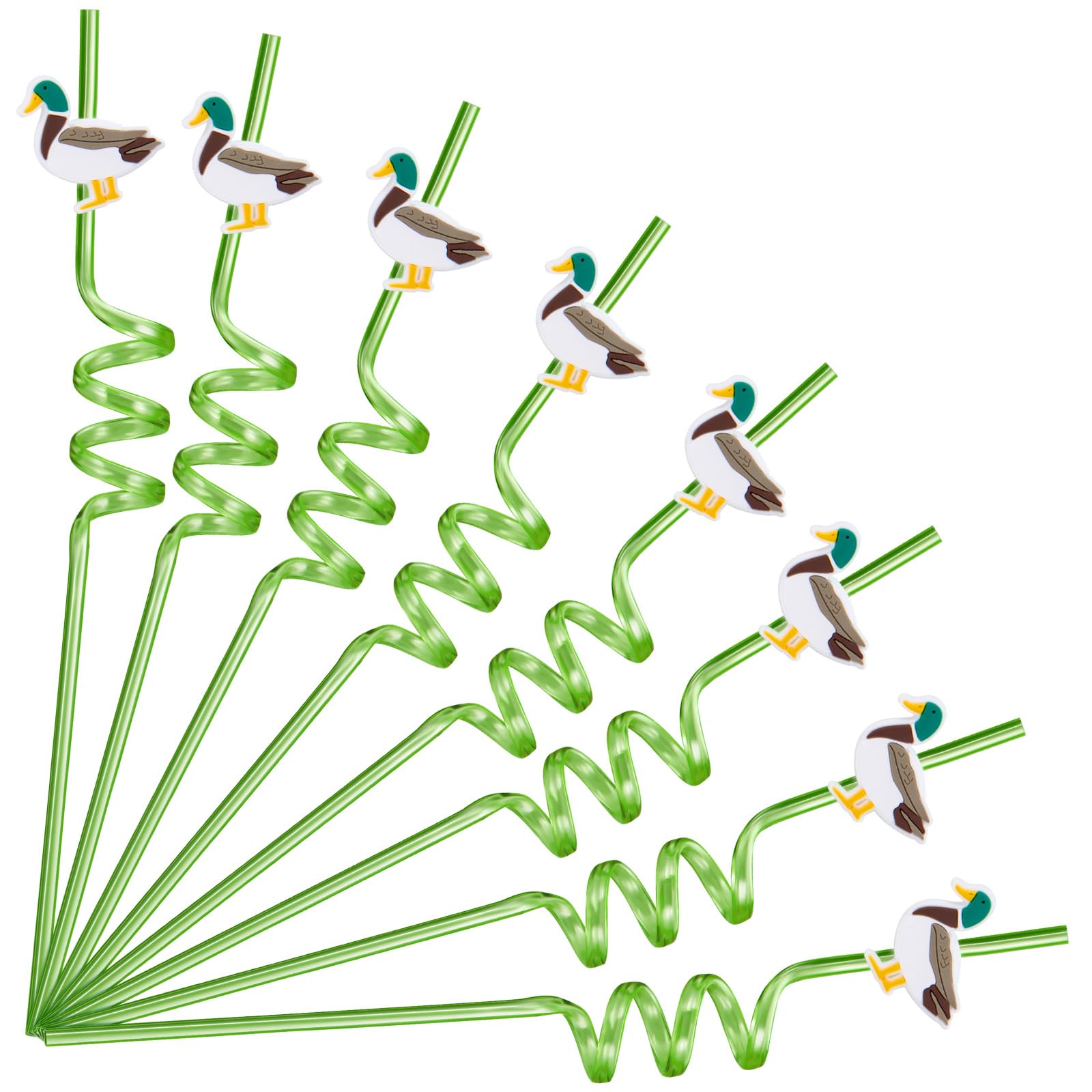 Photo 1 of Maxdot 24 Pcs Mallard Duck Drinking Straws with Reusable Plastic Silly Straws for Themed Birthday Supplies Cute Duck Hunting Party Favors