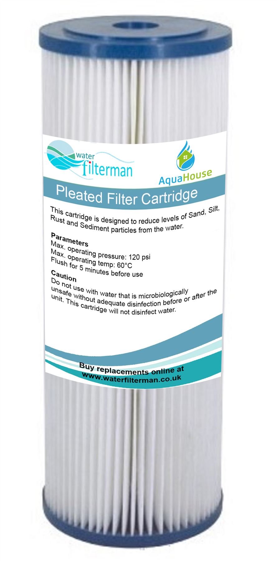 AquaHouse 10" Jumbo Pleated Water Filter Cartridge for Sediment Filtration, Bio Diesel, Rain Water, Well Water - 10 Micron