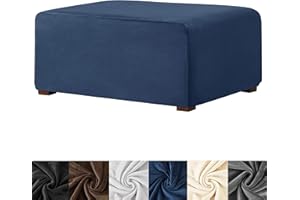 HFCNMY Ottoman Cover Rectangle,Stretch Velvet Slipcovers Rectangle Thick Covers Slipcover for Ottomans Soft Foot Stool with Elastic Bottom Blue Medium (ASMFDT20230725-22)