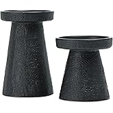 Main + Mesa Stoneware Pillar & Taper Candle Holders, Set of 2