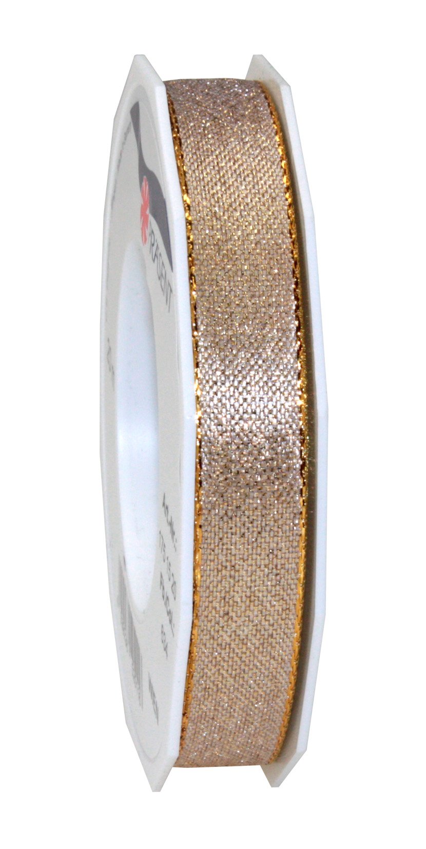 PRÄSENT C.E. Pattberg Wien Gold, 22 Yards of Metallic Mesh Gift Wrapping, 0.59 inches Width, Accessories for Decoration & Handicrafts, Ribbon for Presents, for Every Occasion, 15mm-20m