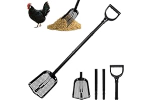 ROETELO Heavy Duty Metal Sifting Shovel with Adjustable Handle - Sand Sifter for Beach Cleaning, Chicken Coop Poop Scoop, Goat Stall/Garden/Outdoor Use - Durable Mesh Design & Ergonomic D Grip
