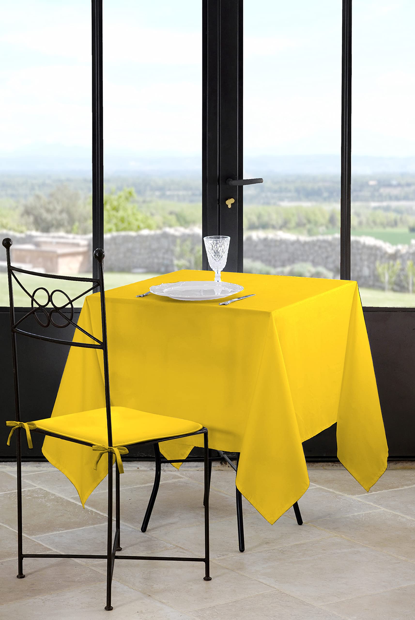 LOVELY CASA Nelson n214689021 Tablecloth Polyester 180 x 180 cm Yellow
