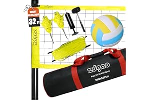 ZDGAO Outdoor Portable Volleyball Net System - Adjustable Height Poles with Soft Volleyball Ball, Pump, Hammer, Boundary Line, and Carry Bag for Backyard, Beach, Lawn