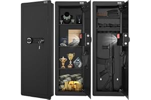 VEVOR 42.91" Tall Wall Gun Safe, 4-Tier Hidden Safe with Keypad & Fingerprint, 3 Removable Shelves & 6 Key Holders, Q235 Cold