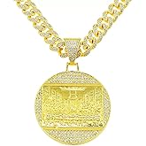 MIVEIVIA Last supper Chain for Men Iced Out Pendant Cuban Link chain for women Christian Cross Rectangle Pendant Necklace Religion Style Hip Hop Punk Rock Clubs jewelry