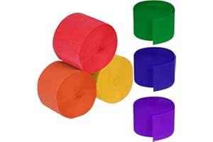 jiebor Streamers Crepe Paper 492 ft 6 Rolls for Bachelorette Party Wedding Bridal Shower Birthday Home Office Door Wall Decorations Flower Making Multicolored