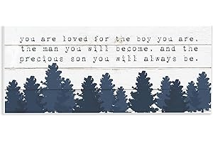 Stupell Industries You Are Loved For The Precious Son You Are Navy Blue Forest Wall Plaque Art Design By Artist Daphne Polselli, 7 x 17