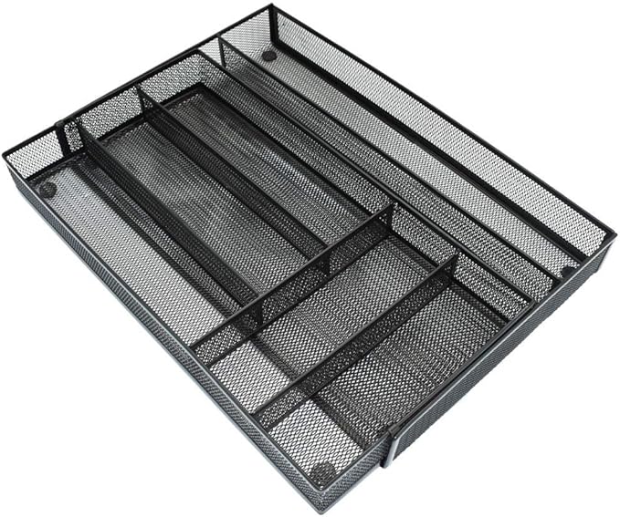Expandable Mesh Metal Cutlery Tray, Kitchen Drawer Organizer for