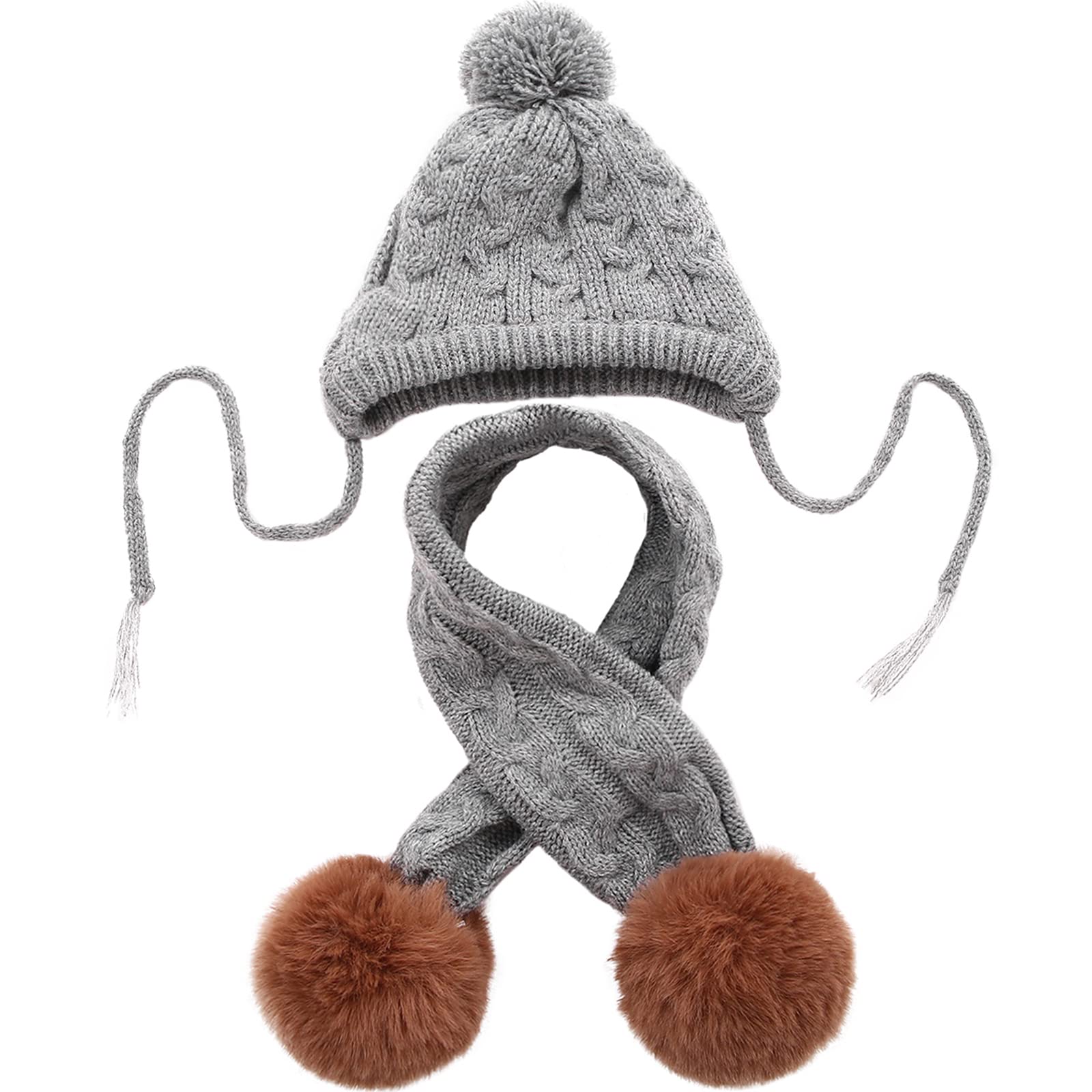 Kuoser Dog Hat & Scarf Set, Dog Knitted Hat Pet Christmas Winter Warm Caps Cute Accessories Neck Ear Warmer Hood Warm Scarf Party Decoration for Small Medium Large Dogs