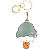 Leather Keychain Holder Case Compatible with AirTag,Cute Protective Cover with Keyring,Anti-Scratch Finder GPS Tracker Case for Wallet Keys,Bag,Pets(Ice Cream C)