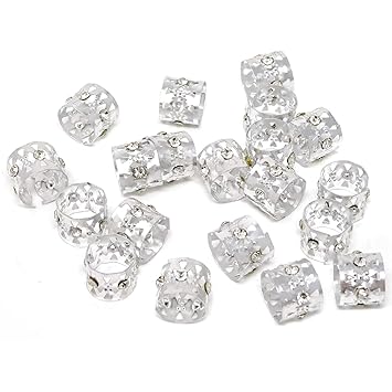 Amazon Com Honbay 20pcs Silver Rhinestone Hair Rings Dreadlocks