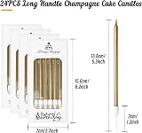 DONQL Birthday Candles 24Pcs Tall Thin Cake Candles with Holders 14cm Champagne view 2