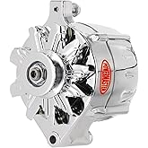 Powermaster 8-37101 Alternator, Smooth Look Upgrade, 100 amps, 12V, 1-Wire, Single V-Belt Pulley, Aluminum Case, Chrome, Compatible with Ford, Each