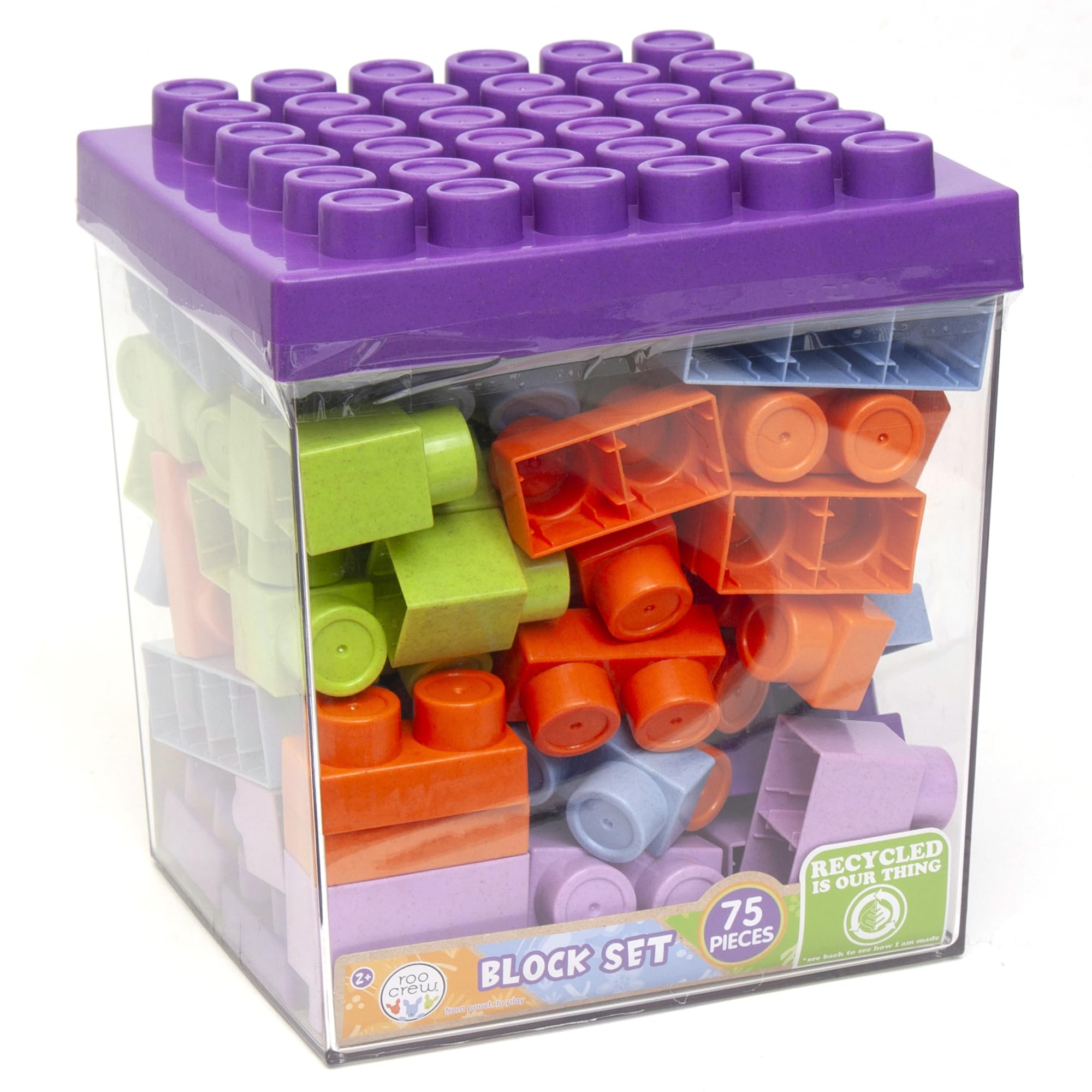 Boley Roo Crew: Block Set - 75 Pieces - Assorted Lid Color, Building Activity Set, Colorful Blocks & Storage Container, Toddlers & Kids Ages 2+