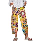 domirica Capri Pants for Women Summer Beach Wide Leg Casual Comfy Elastic Waist Relax for Vacation Lightweight House Trouser