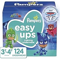 Pampers Easy Ups Pull On Disposable Potty Training Underwear for Boys and Girls, Size 5 (3T-4T), 124 Count (Packaging May Vary)