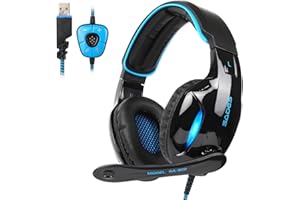 SADES SA902 7.1 USB Surround Sound PC Headsets Over-Ear Gaming Headphones with Microphone LED Light