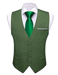 Barry.Wang Mens Sage Green Vest Formal/Business