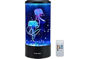 TOUBIK Jellyfish Lamp LED Mood Night Light with 7 Color Changing, Remote Control Large Jellyfish Aquarium Tank Night Light to Decorate Home Office, Gifts for Kids Teens Adults, 5.12" Dia x 11.42" H