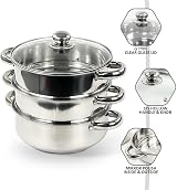 Denny International 22cm 3 Tier Stainless Steel Steamer Set Induction Hob view 7