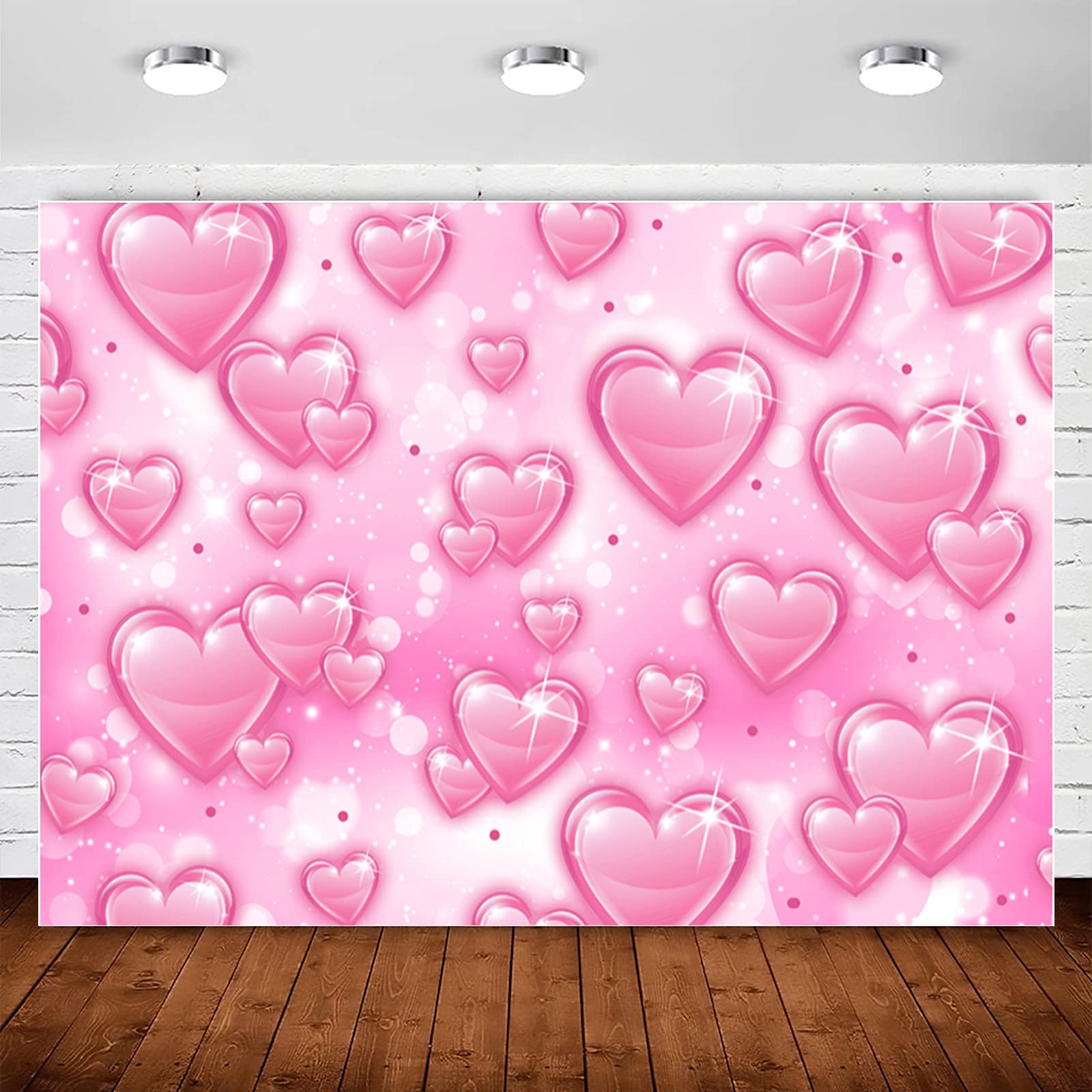 Photo 1 of Pink Heart Early 2000s Backdrop Y2K Party Decorations,90s Old School Backdrops for Glamour Photoshoot Women 18th 30th Birthday Banner Background Girls Kids Portrait Selfie Props 10x7ft