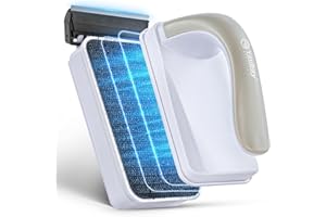 Yaubay Aquarium Magnet Glass Cleaner, Magnetic Fish Tank Cleaner with Algae Scraper, Double Sided Cleaning Scrubber Brush with Handle, Titanium Blade, Self-Floating, Fit 1/4"-1/2" Thick Glass, Large