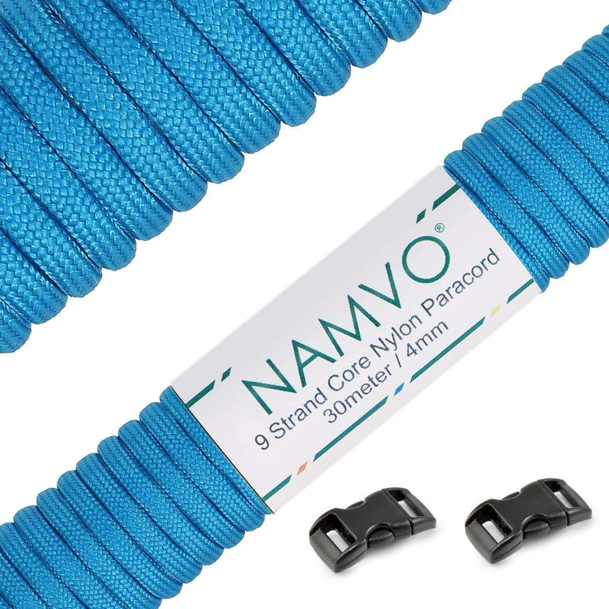 Namvo Mil Spec Type III Nylon Parachute Cord, 9 Inner Strands Strong Breaking Strength 4mm Diameter 100 Feet 550 Paracord Blue