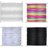 Stretchy Bracelet String Kit(4 Rolls Mixed), 1.0mm Elastic Cord for Beading, Tensile String for Crafts, DIY Friendship Bracelet String for Bracelets, Necklace, Jewelry Making, Crafts and Sewing