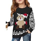 Haloumoning Girls Christmas Sweater Kids Long Sleeve Chunky Knit Sweaters Pullover Jumper Tops 5-14 Years