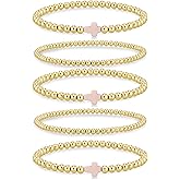 Yoosteel Gold Beaded Bracelets Set for Women Teen Girl Gifts Non Tarnish - 14K Gold Plated Dainty Round Bead Ball Pearl Cross Bracelet Stack for Women Teenage Girls Stackable Jewelry Gifts
