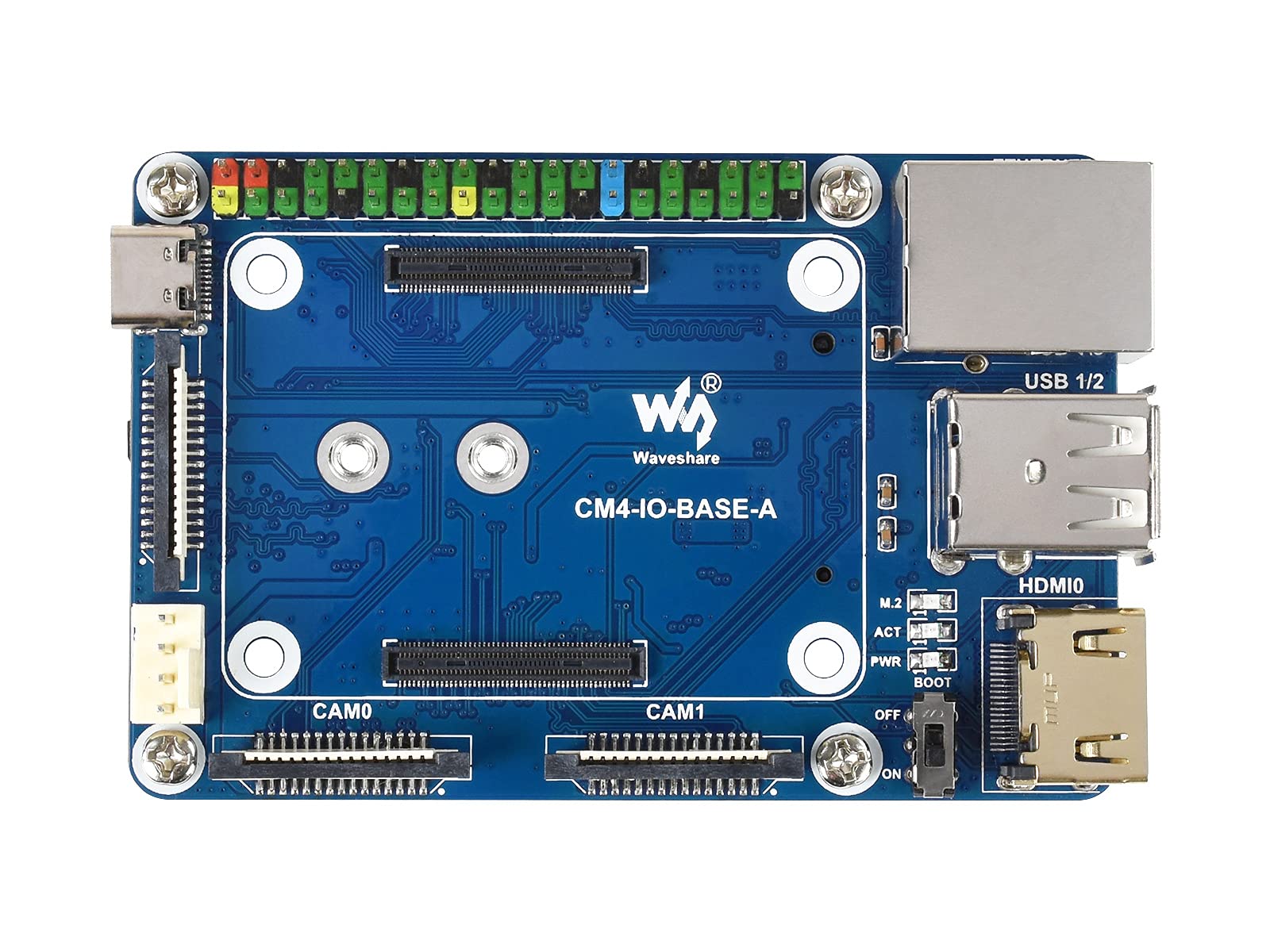 Waveshare Mini Base Board for Raspberry Pi Compute Module 4 CM4, Onboard CSI/DSI/FAN/HDMI/USB/Gigabit Ethernet/Micro SD Slot/M.2 Slot Connectors, for Evaluating CM4 or Integrated into End Product