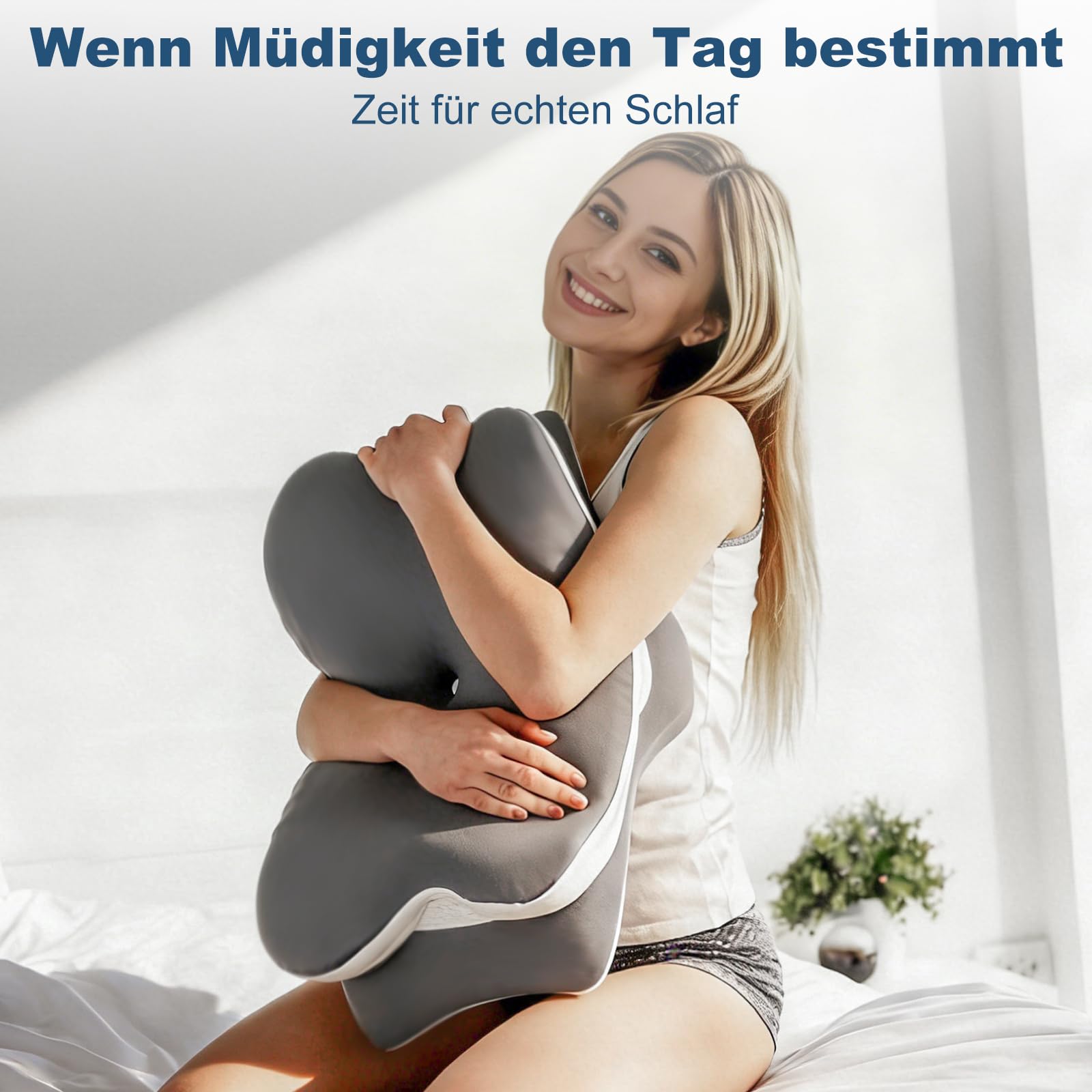 Nackenkissen Kopfkissen, Nackenstützkissen mit 3D-Nackenstütze, CertiPUR-US & OEKO-TEX zertifiziert, Seitenschläferkissen mit Atmungsaktivem Waschbarem Bezug, für Seiten-, Rücken- & Bauchschläfer 7