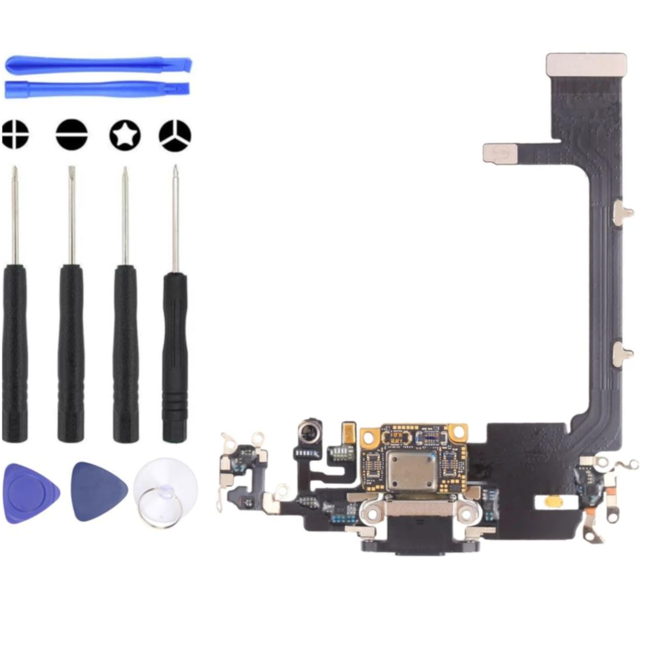 S&L ENTERPRISE Charging Port Dock Connector Compatible with iPhone 11 Pro 5.8 inch 2019 Replacement Flex Cable Microphone with IC Flex Incl. Repair Kit - Black