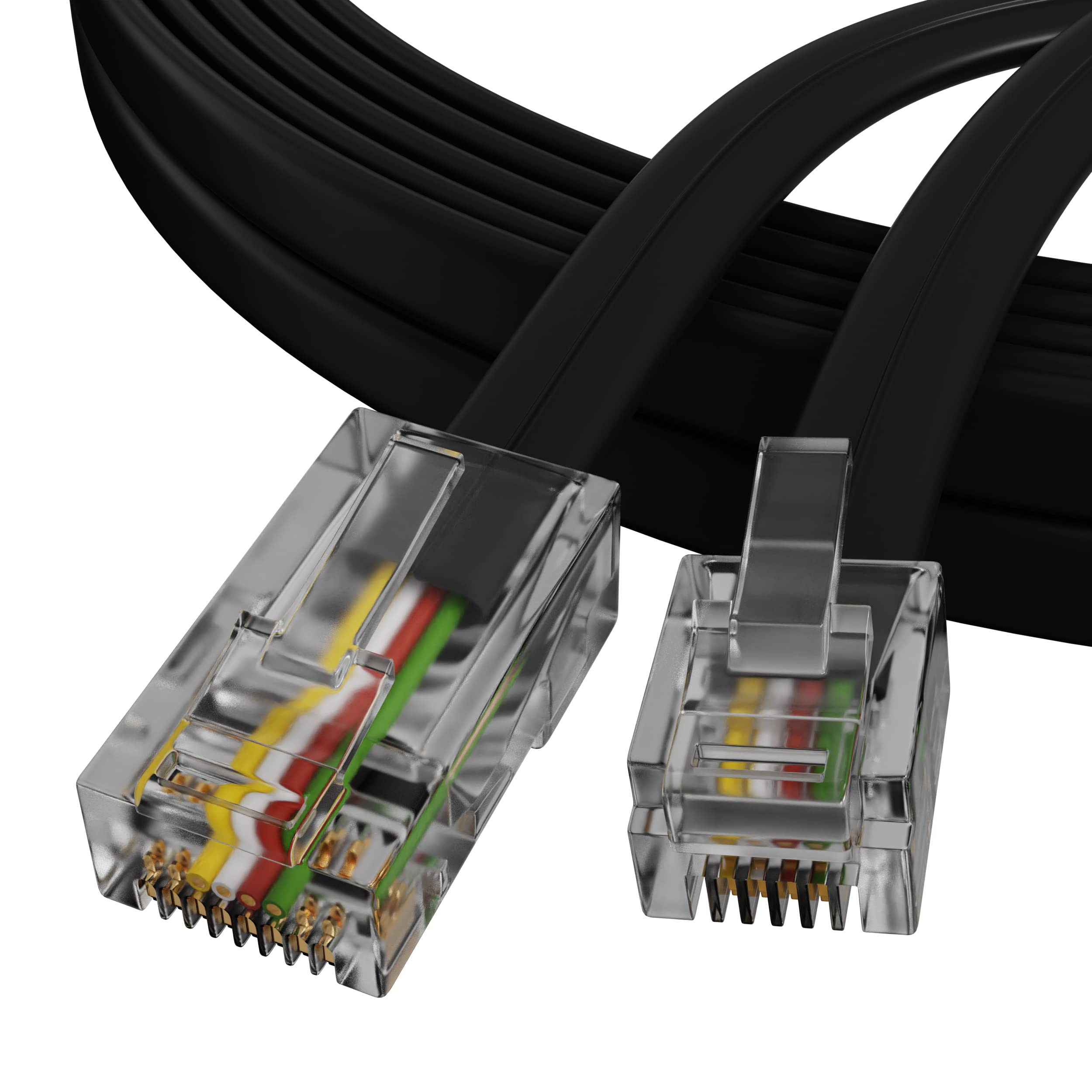 ConnectingU RJ11 Modem/Telephone to RJ45 Ethernet, VoIP, Network Telephone Cable, 10m Long, Black