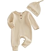 Newborn Knit Romper Hat 2 Pieces Button Up Footed Jumpsuit Baby Boy Clothes Photography Coming Home Outfit