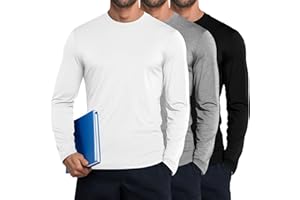 Neer 3 Pack Men's Long Sleeve Underscrub Tees Crew Neck Shirts Stretch Durable Undershirts Base Layers for Medical Uniforms
