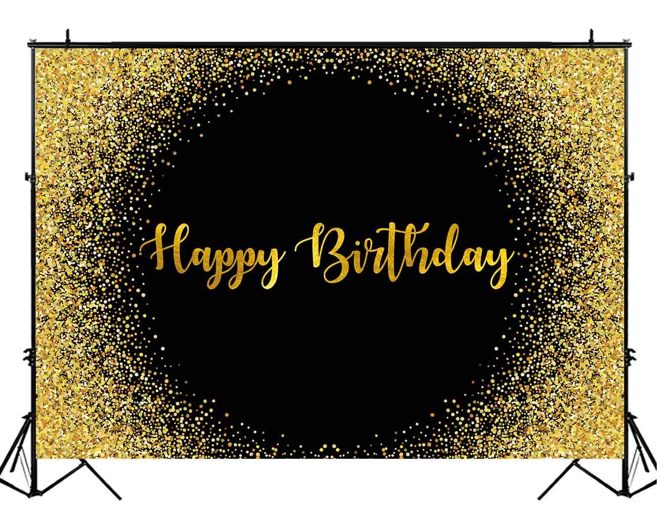 Funnytree 7x5ft Black And Gold Birthday Backdrop Amazon In