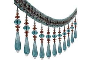3Yard Teardrop Beaded Fringe Trim Decorative Crystal Tassel Border for Curtains, Tablecloths, Lampshades, Multi-Color Home De