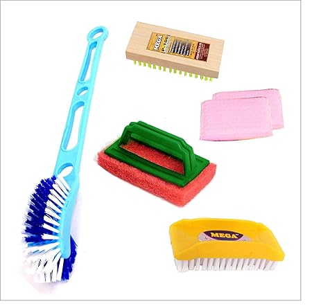 Venus Toilet Brush,Floor Brush,Tile Scrubber,Clothes Washing Brush,Multipurpose Foam Pad (6 Pcs) Toilet Combo