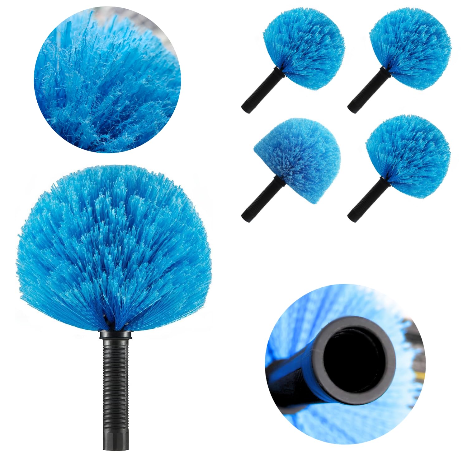 Photo 1 of 4 Pack Screw on Webster Cobweb Duster Head for Pole,Spider Web Remover Brush, Cobweb Duster Head Attachment,Fits Standard 3/4 inch Threaded Poles (4, Blue)