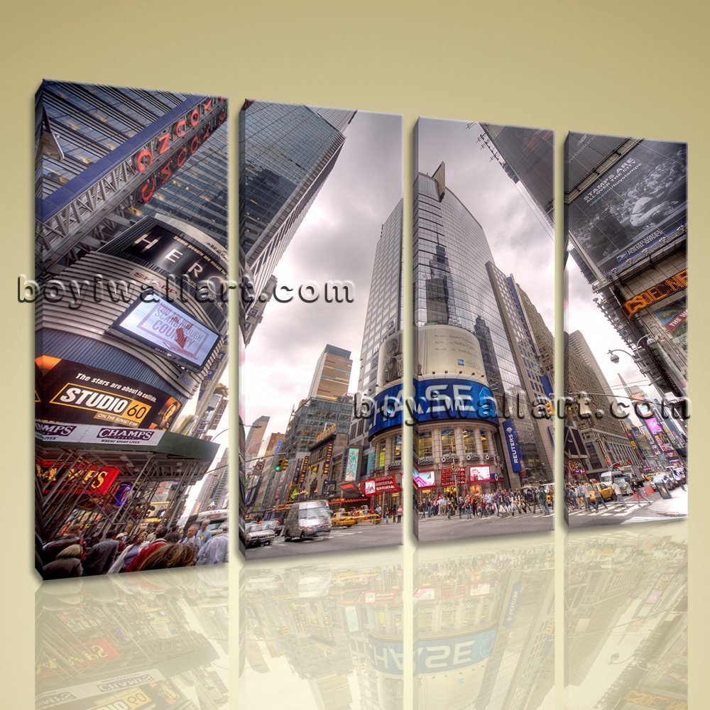 New York Nasdaq Square Large Wall Art Print On Canvas Home
