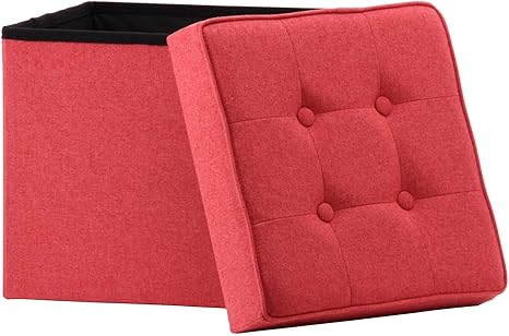 Amazon Co Jp 不二貿易 収納スツール 折りたたみ 幅37 5cm レッド オットマン 耐荷重80kg ボックススツール ディノ ホーム キッチン