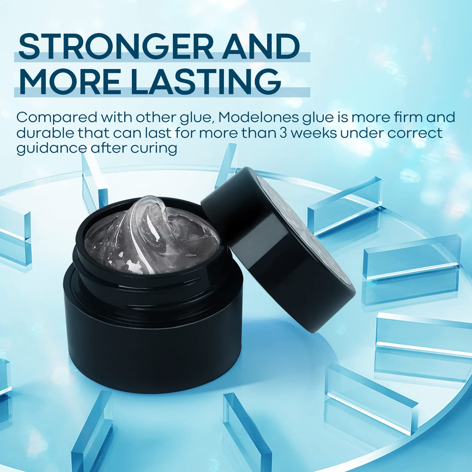 modelones Rhinestone Glue No Wipe Nail Gem Glue Super Strong Adhesive with Nail Charms & Dual-Use Brush, 2×5 ml