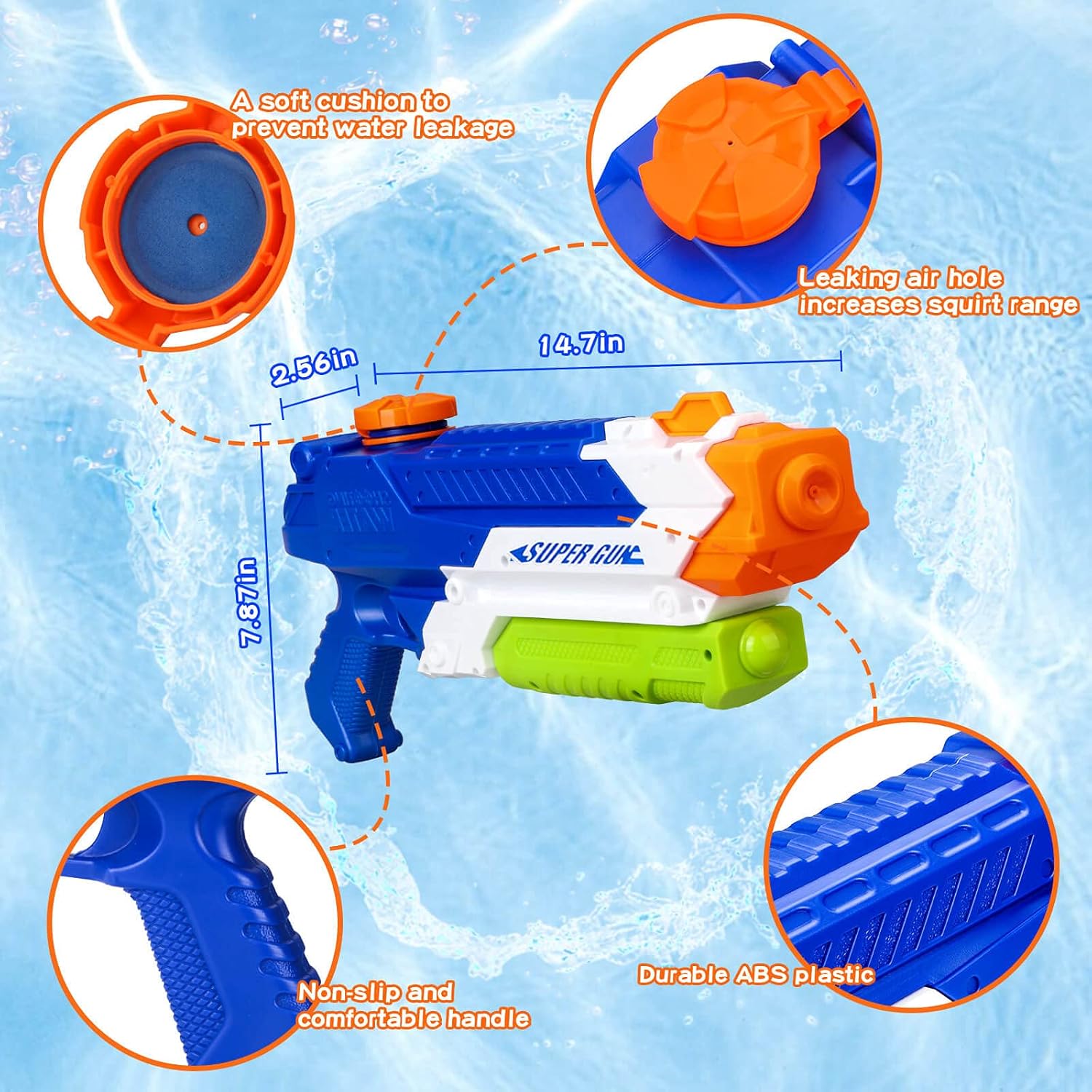 2021NEW Water Gun for Kids, 1000CC Squirt Gun for Kids, 2 Pack Water Guns for Kids, Water Blasters Squirt Guns for Kids, Water Squirt Guns for Adults, Watergun for Swimming Pool Beach Sand Play Gifts: Toys & Games