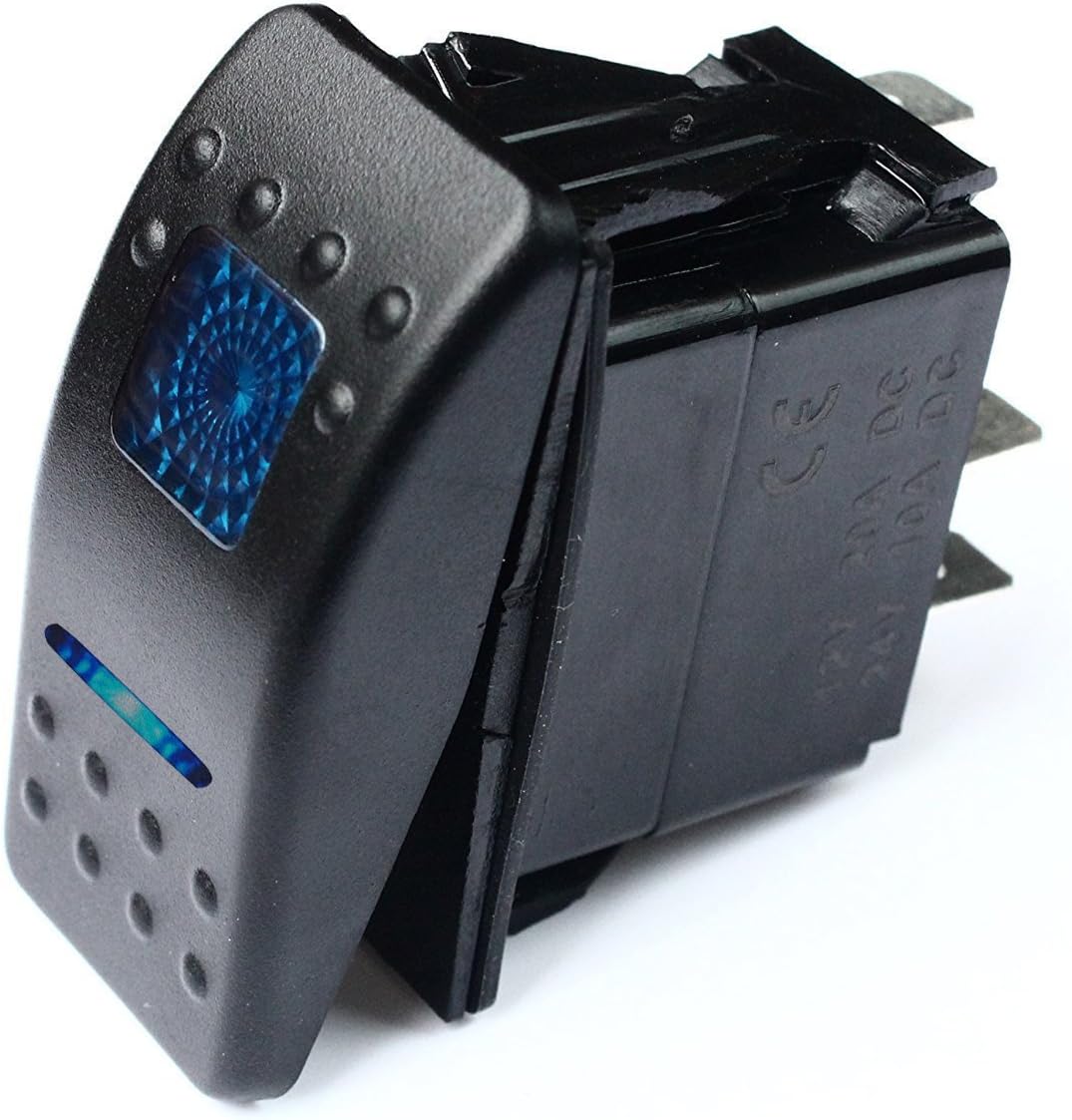 MKING 12v 20 Amp Waterproof LED On/Off Boat Marine Rocker Switch with Light (5 x Blue/Color/Red/Green/Orange/White LED) (3/5 Pin) : Sports & Outdoors