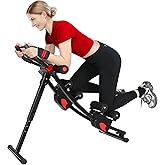 GIKPAL Ab Machine for Home Gym, Adjustable Foldable Equipment, Core Workout | Independent Dual Track, 440 LBS Weight Capacity, Steel Frame, 4-Level Height Adjustment, LCD Monitor, Knee Pad,Apartment Gym