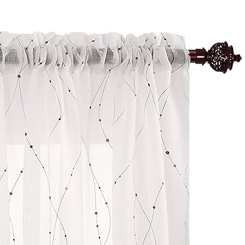 Deconovo White Sheers Drapes 84 Grommet Top Curtains Wave Line